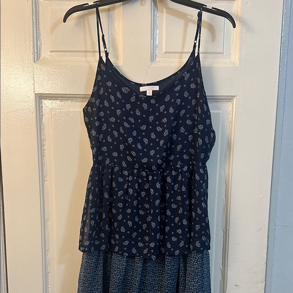 LC Lauren Conrad Blue Camisole with Tiered Design and Spaghetti Straps